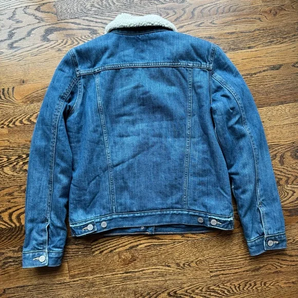 GAP Blue Denim Jacket with White Sherpa Collar and Lining S - Picture 10 of 10